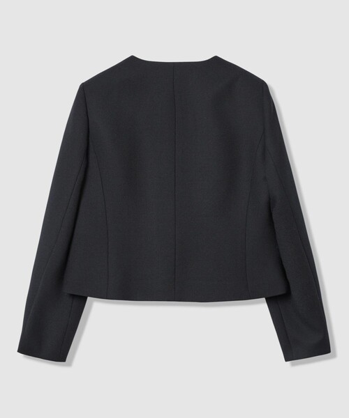 ANAYI（アナイ）の「【Eternal Line 2026】ウールジョーゼットノーカラーダブルジャケット（ノーカラージャケット・レディース・ベージュ/ネイビー・36/38/34）」の6枚目の写真