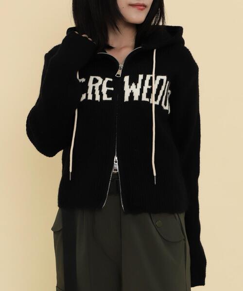 WOND(ウォンド)の「WOND/ロゴZIPニットパーカー(パーカー・レディース・ブラック/アイボリー・FREE)」の1枚目の写真