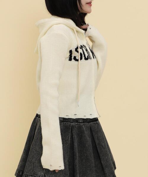 WOND(ウォンド)の「WOND/ロゴZIPニットパーカー(パーカー・レディース・ブラック/アイボリー・FREE)」の19枚目の写真