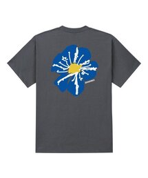 ブルーフラワー 半袖Tシャツ グレー