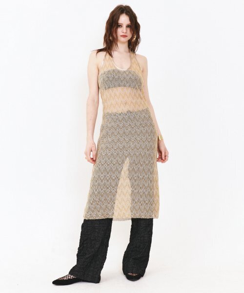 SETSETSET(セットセットセット)の「HALTER NECK CROCHER KNIT DRESS BEIGE(ワンピース・レディース・その他・FREE)」の1枚目の写真