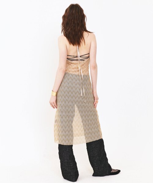 SETSETSET(セットセットセット)の「HALTER NECK CROCHER KNIT DRESS BEIGE(ワンピース・レディース・その他・FREE)」の3枚目の写真