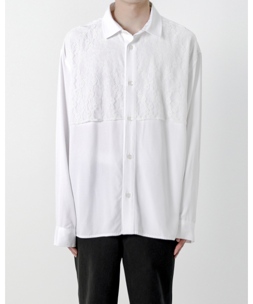 KIRYU(キリュウ)の「LACE LAYERD SHIRT (WHITE)(シャツ/ブラウス・メンズ・ホワイト・FREE)」の1枚目の写真