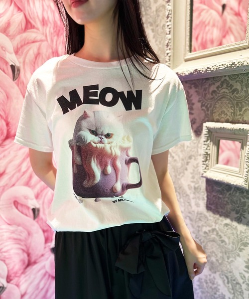 MILKBOY(ミルクボーイ)の「CAT CUP Tシャツ(Tシャツ/カットソー・レディース・A/C/B・M/L)」の1枚目の写真