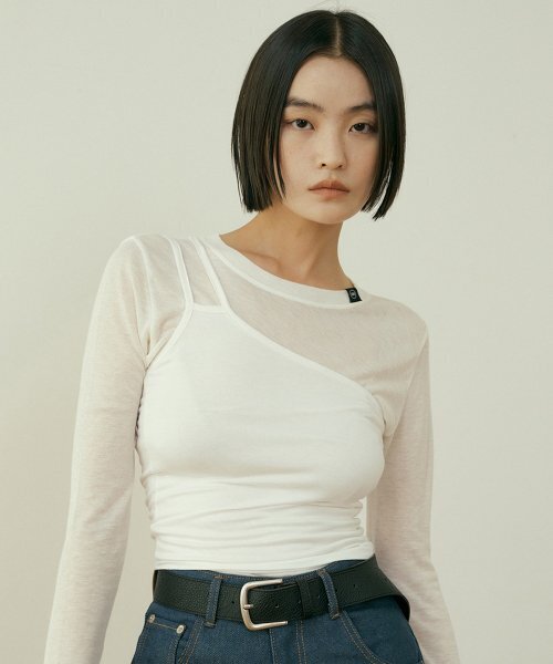 REORG(リオルグ)の「FJD CROSS LINE SLEEVELESS WHITE(Tシャツ/カットソー・レディース・その他・FREE)」の1枚目の写真