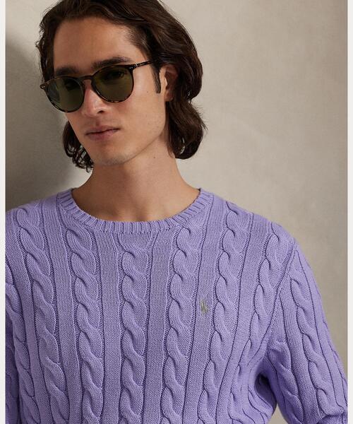 POLO RALPH LAUREN(ポロ ラルフ ローレン)の「ケーブルニット コットン セーター(ニット/セーター・メンズ・パープル・XS/S/M/L)」の5枚目の写真