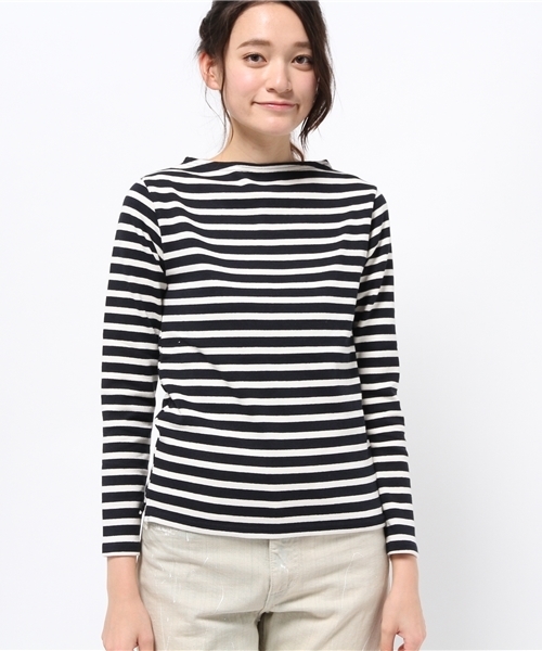 OUTLET（アウトレット）の「【Sheta】ボートネックボーダーカットソー（Tシャツ/カットソー・レディース・ネイビー・0/1）」の3枚目の写真