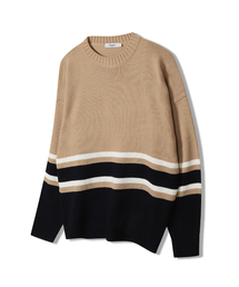 POLYGRAM（ポリグラム）の「配色ストライプオーバーサイズラウンドニット - 3COLOR（ニット/セーター）」