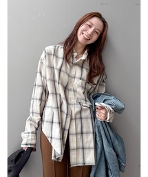 Ungrid | カットオフデザインチェックルーズシャツ(シャツ/ブラウス)