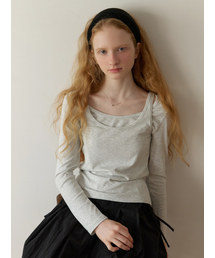Sou layered t-shirt_2piece (melange gray)