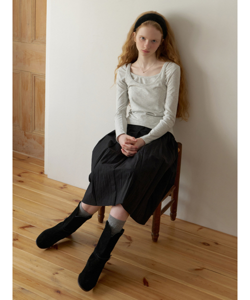 RE_L(リエル)の「Sou layered t-shirt_2piece (melange gray)(Tシャツ/カットソー・レディース・その他・FREE)」の2枚目の写真
