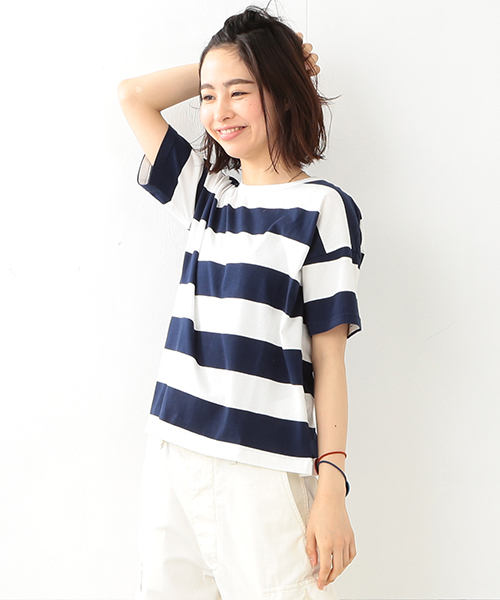 BEAMS BOY(ビームスボーイ)の「BEAMS BOY / 6cm ボーダーTシャツ(Tシャツ/カットソー・レディース・オレンジ/グリーン/ロイヤルブルー/ネイビー・ONE SIZE)」の3枚目の写真