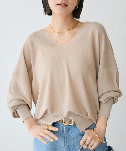 RIVE DROITE(リヴドロワ)の「【華やかな煌めき】ペーパースパングルニット(ニット/セーター・レディース・オフホワイト/ブラック/ミント/ベージュ・FREE)」の3枚目の写真