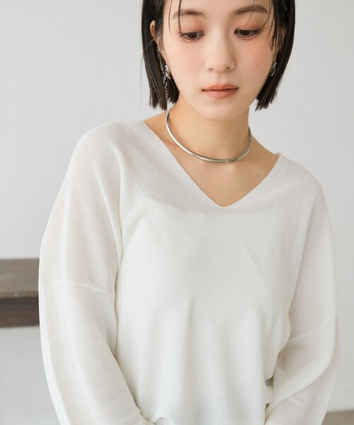 RIVE DROITE(リヴドロワ)の「【華やかな煌めき】ペーパースパングルニット(ニット/セーター・レディース・オフホワイト/ブラック/ミント/ベージュ・FREE)」の17枚目の写真