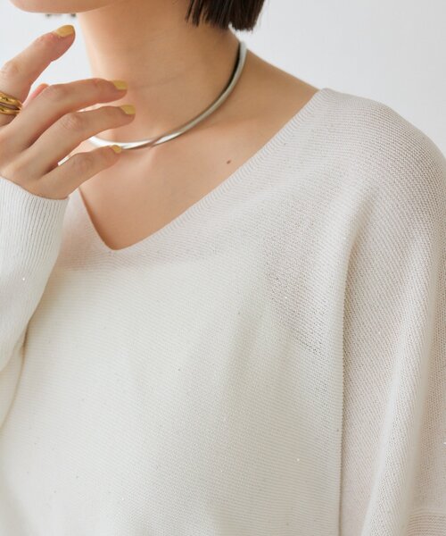 RIVE DROITE(リヴドロワ)の「【華やかな煌めき】ペーパースパングルニット(ニット/セーター・レディース・オフホワイト/ブラック/ミント/ベージュ・FREE)」の18枚目の写真