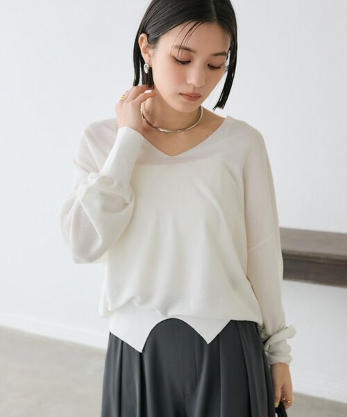 RIVE DROITE(リヴドロワ)の「【華やかな煌めき】ペーパースパングルニット(ニット/セーター・レディース・オフホワイト/ブラック/ミント/ベージュ・FREE)」の9枚目の写真