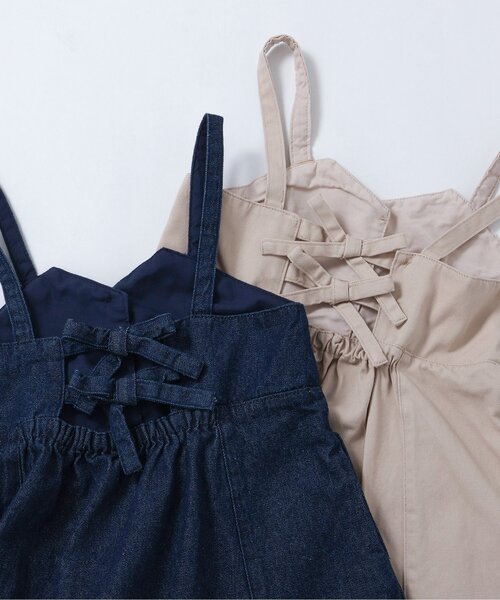 apres les cours(アプレレクール)の「ハートボタンバックリボンジャンスカ_ジュニア対応(ジャンパースカート・キッズ・インディゴブルー/ベージュ・140/130/120/110/100/90/80)」の9枚目の写真