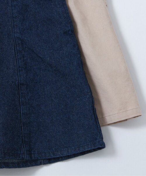 apres les cours(アプレレクール)の「ハートボタンバックリボンジャンスカ_ジュニア対応(ジャンパースカート・キッズ・インディゴブルー/ベージュ・140/130/120/110/100/90/80)」の10枚目の写真