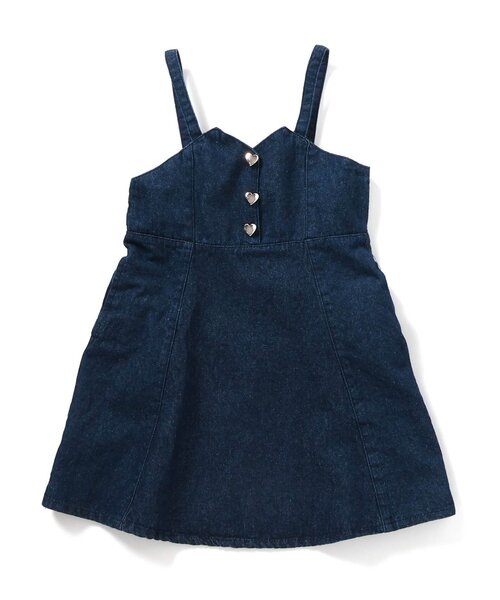 apres les cours(アプレレクール)の「ハートボタンバックリボンジャンスカ_ジュニア対応(ジャンパースカート・キッズ・インディゴブルー/ベージュ・140/130/120/110/100/90/80)」の12枚目の写真