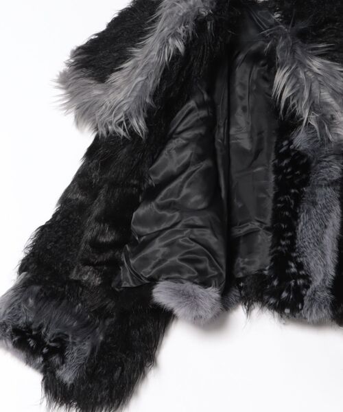 Jaded London(ジェイデッドロンドン)の「PATCHWORK FUR ASYM COAT(その他アウター・レディース・ブラック・M/L/XS/S)」の5枚目の写真