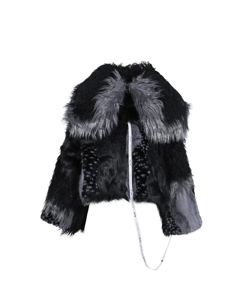 Jaded London(ジェイデッドロンドン)の「PATCHWORK FUR ASYM COAT(その他アウター・レディース・ブラック・M/L/XS/S)」の1枚目の写真