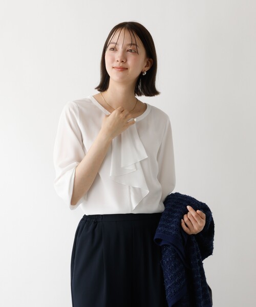 abahouse mavie（アバハウスマヴィ）の「【セミオケ】ジョーゼットフリルブラウス（シャツ/ブラウス・レディース・ホワイト・フリー）」の10枚目の写真