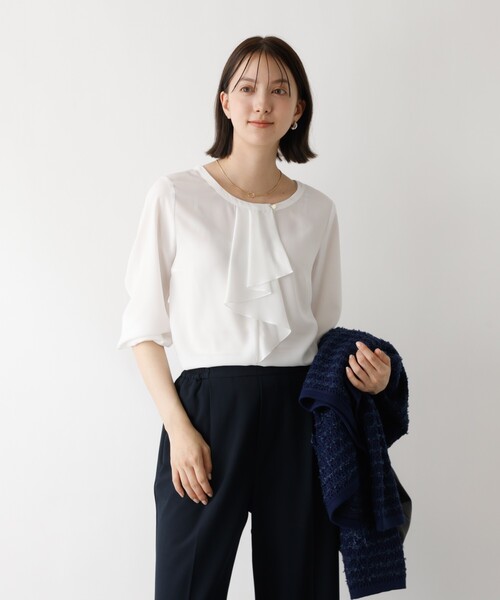 abahouse mavie（アバハウスマヴィ）の「【セミオケ】ジョーゼットフリルブラウス（シャツ/ブラウス・レディース・ホワイト・フリー）」の9枚目の写真