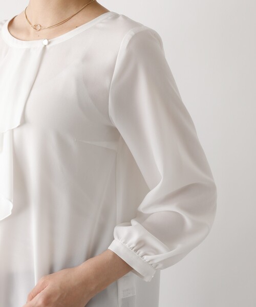 abahouse mavie（アバハウスマヴィ）の「【セミオケ】ジョーゼットフリルブラウス（シャツ/ブラウス・レディース・ホワイト・フリー）」の3枚目の写真