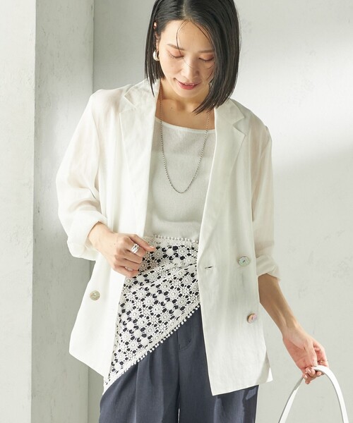 SHIPS(シップス)の「〈手洗い可能〉ラミー 4 ジャケット 26SS(テーラードジャケット・レディース・ダークグレー/ブラウン/ホワイト/カーキ・36/38)」の11枚目の写真