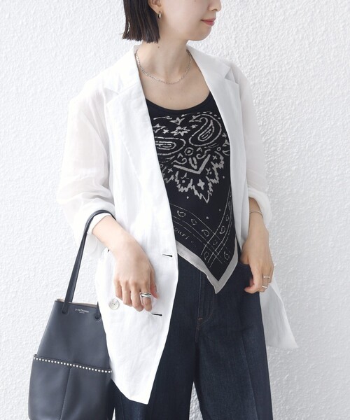 SHIPS(シップス)の「〈手洗い可能〉ラミー 4 ジャケット 26SS(テーラードジャケット・レディース・ダークグレー/ブラウン/ホワイト/カーキ・36/38)」の13枚目の写真