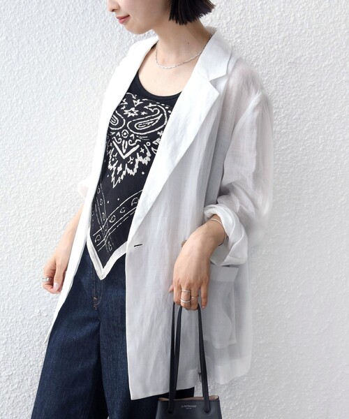 SHIPS(シップス)の「〈手洗い可能〉ラミー 4 ジャケット 26SS(テーラードジャケット・レディース・ダークグレー/ブラウン/ホワイト/カーキ・36/38)」の14枚目の写真