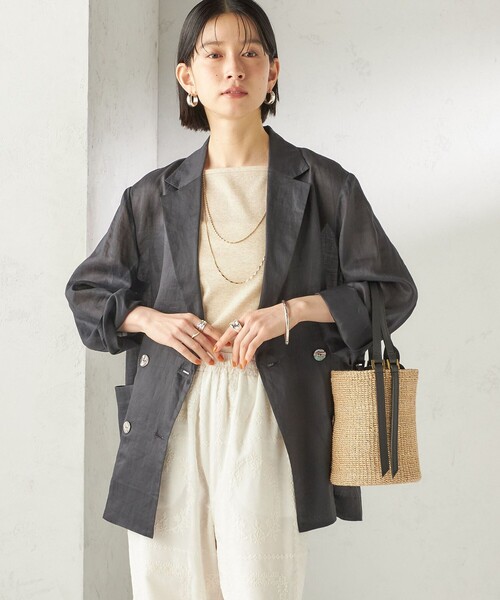SHIPS(シップス)の「〈手洗い可能〉ラミー 4 ジャケット 26SS(テーラードジャケット・レディース・ダークグレー/ブラウン/ホワイト/カーキ・36/38)」の18枚目の写真