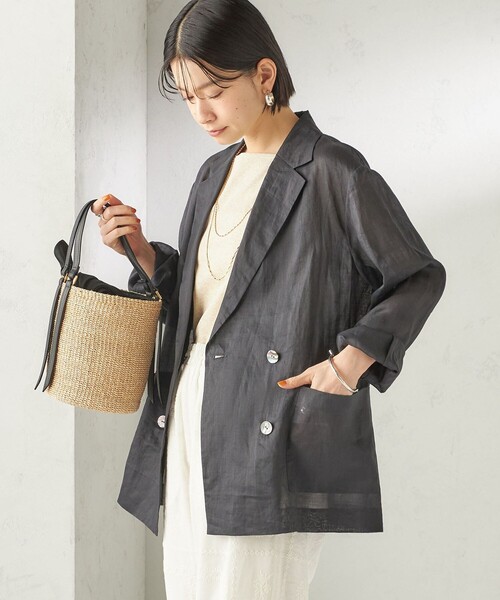 SHIPS(シップス)の「〈手洗い可能〉ラミー 4 ジャケット 26SS(テーラードジャケット・レディース・ダークグレー/ブラウン/ホワイト/カーキ・36/38)」の19枚目の写真