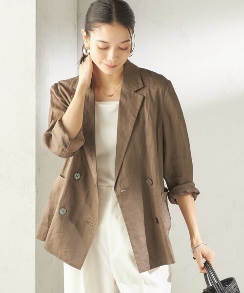 SHIPS(シップス)の「〈手洗い可能〉ラミー 4 ジャケット 26SS(テーラードジャケット・レディース・ダークグレー/ブラウン/ホワイト/カーキ・36/38)」の22枚目の写真