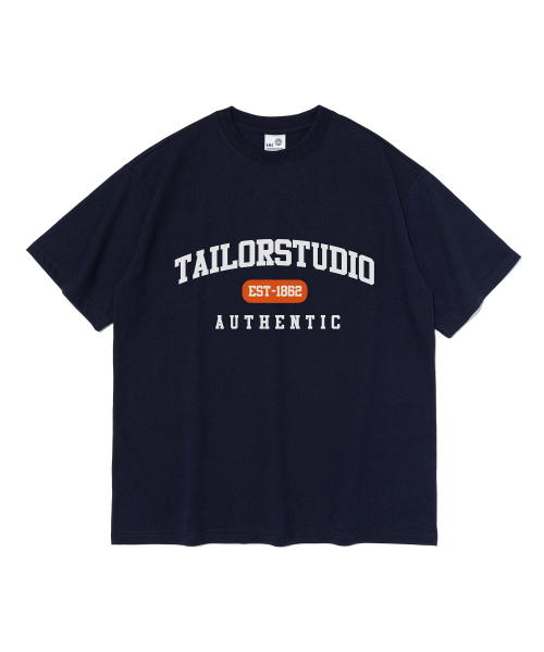 TAILOR STUDIO(テーラースタジオ)の「EST オーバーサイズ 半袖Tシャツ (ネイビー)(Tシャツ/カットソー・レディース・その他・S/M/L/2XL/XL)」の1枚目の写真