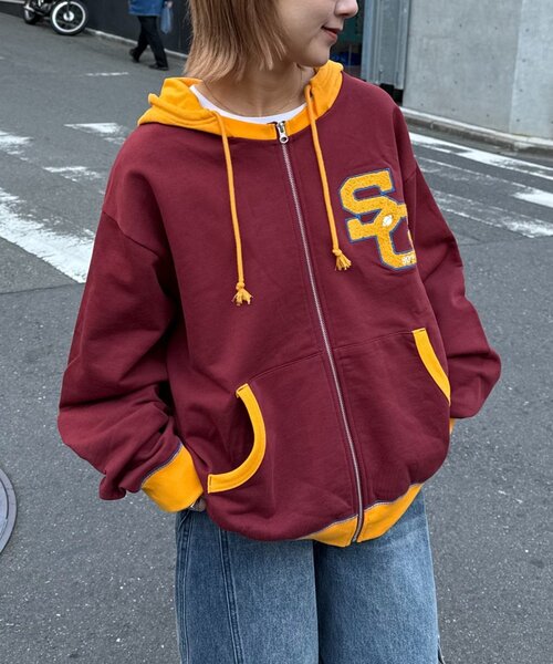 SOUNDSGOOOOD（サウンズグッド）の「【SOUNDS GOOOOD】サガラ刺繍パーカー（パーカー・レディース・グレー/バーガンディー・ONE SIZE）」の5枚目の写真