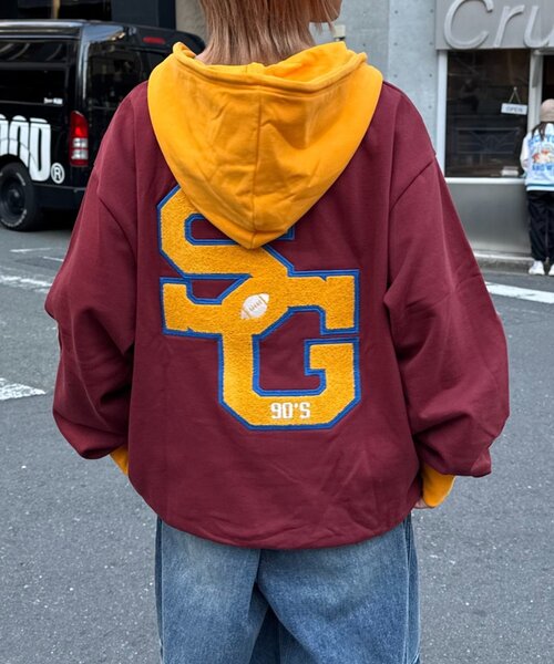 SOUNDSGOOOOD（サウンズグッド）の「【SOUNDS GOOOOD】サガラ刺繍パーカー（パーカー・レディース・グレー/バーガンディー・ONE SIZE）」の9枚目の写真