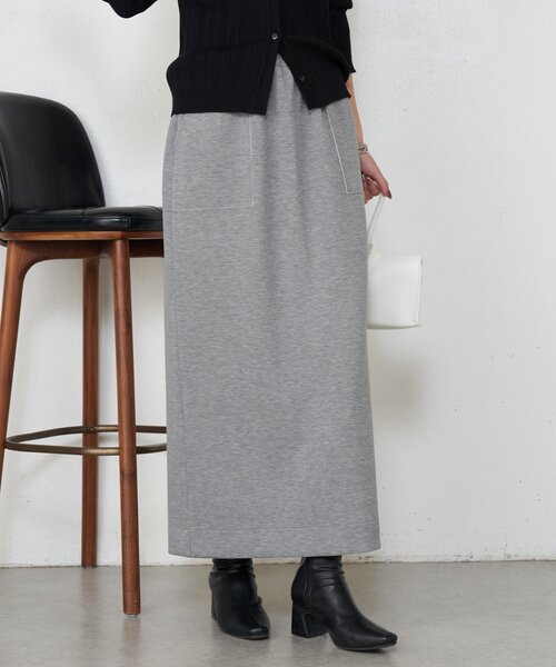 Jena espace merveilleux(ジェナ エスパスメルヴェイユ)の「【伸縮性抜群◎】ボンディングIラインスカート(スカート・レディース・グレー/モカ・FREE)」の1枚目の写真