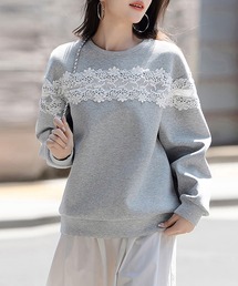 レース レース レースネック インナー スウェット」に該当するトップス