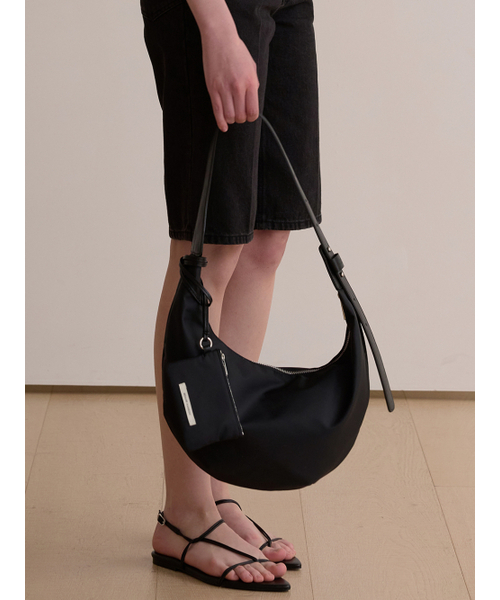Nylon hobo bag - Black