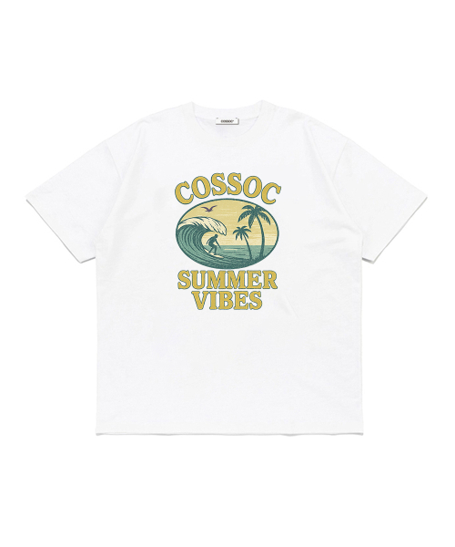 COSO(コソ)の「サマー バイブ グラフィック Tシャツ (ホワイト)(Tシャツ/カットソー・レディース・ホワイト・S/M/L)」の1枚目の写真