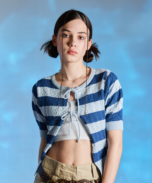 LARTIGENT（ラーティゼン）の「L10 RIBBON CARDIGAN(SKY BLUE)（カーディガン/ボレロ・レディース・その他・FREE）」の3枚目の写真