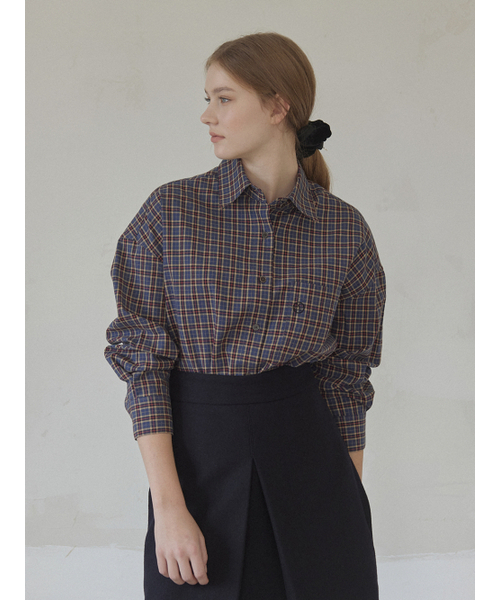 NONLOCAL(ノンローカル)の「Emblem Logo Check Shirt - Blue(シャツ/ブラウス・レディース・その他・FREE)」の2枚目の写真