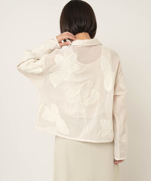 RNA-N（アールエヌエーエヌ）の「J2174 ボタニカル刺繍メッシュジャケット（その他アウター・レディース・ブラック/オフホワイト・FREE）」の7枚目の写真