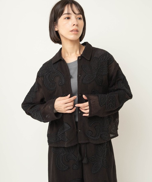 RNA-N（アールエヌエーエヌ）の「J2174 ボタニカル刺繍メッシュジャケット（その他アウター・レディース・ブラック/オフホワイト・FREE）」の10枚目の写真