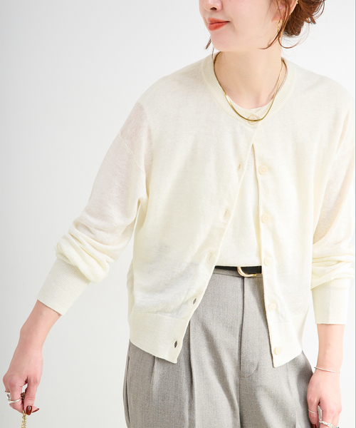 B.C STOCK(ベーセーストック)の「手洗い可 / FRENCH ICY LINEN アンサンブル(アンサンブル・レディース・ブラック/ベージュ/ホワイト・FREE)」の1枚目の写真