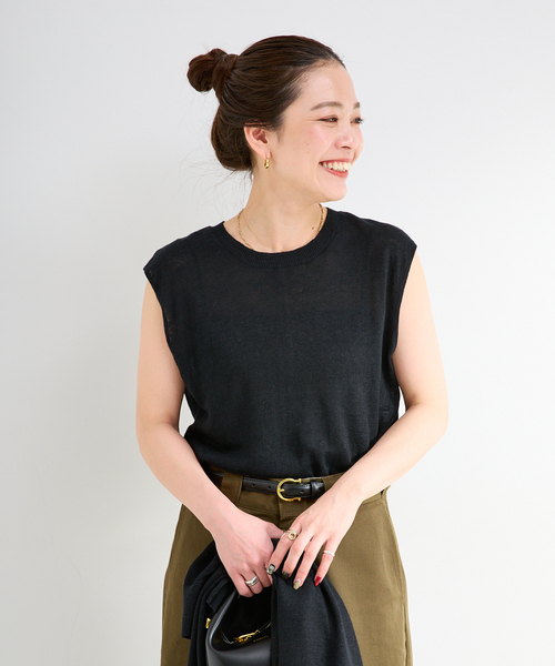 B.C STOCK(ベーセーストック)の「手洗い可 / FRENCH ICY LINEN アンサンブル(アンサンブル・レディース・ブラック/ベージュ/ホワイト・FREE)」の13枚目の写真