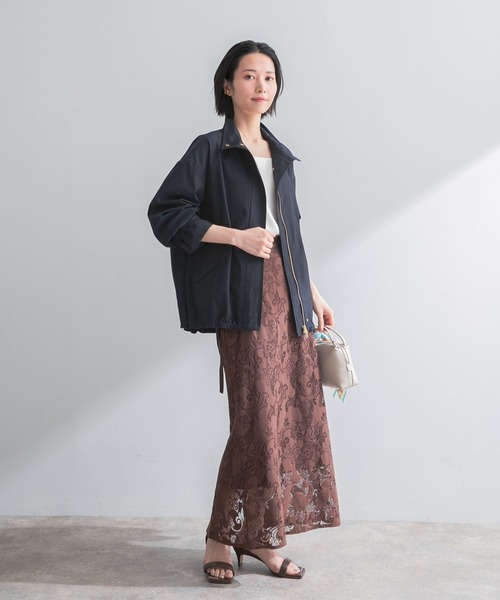 URBAN RESEARCH ROSSO WOMEN（アーバンリサーチ　ロッソ）の「撥水スタンドカラーミドルコート（その他アウター・レディース・ライトベージュ/ネイビー・FREE）」の9枚目の写真