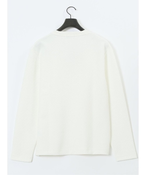 TAKA-Q(タカキュー)の「【ストレッチ イージーケア】タカキュー ジオメトリック ジャガード クルーネック 長袖 Tシャツ(Tシャツ/カットソー・メンズ・ホワイト/ブラック・MEDIUM/LARGE/X-LARGE)」の6枚目の写真