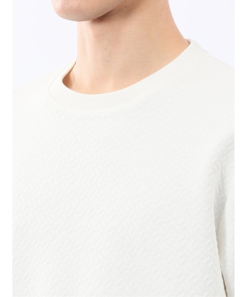 TAKA-Q(タカキュー)の「【ストレッチ イージーケア】タカキュー ジオメトリック ジャガード クルーネック 長袖 Tシャツ(Tシャツ/カットソー・メンズ・ホワイト/ブラック・MEDIUM/LARGE/X-LARGE)」の13枚目の写真